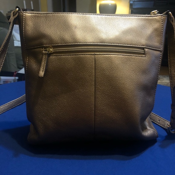 Tignanello Leather Crossbody - Gold/Brown Metallic - Picture 4 of 6